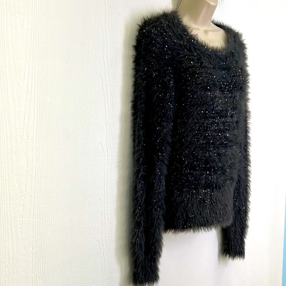 Zara - NWT Sequin Fuzzy Knit Gray Long Sleeve Sweater Size Small - Picture 4 of 12